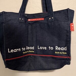 VTG  Scholastic Book Fair Denim Tote Bag- Y2K